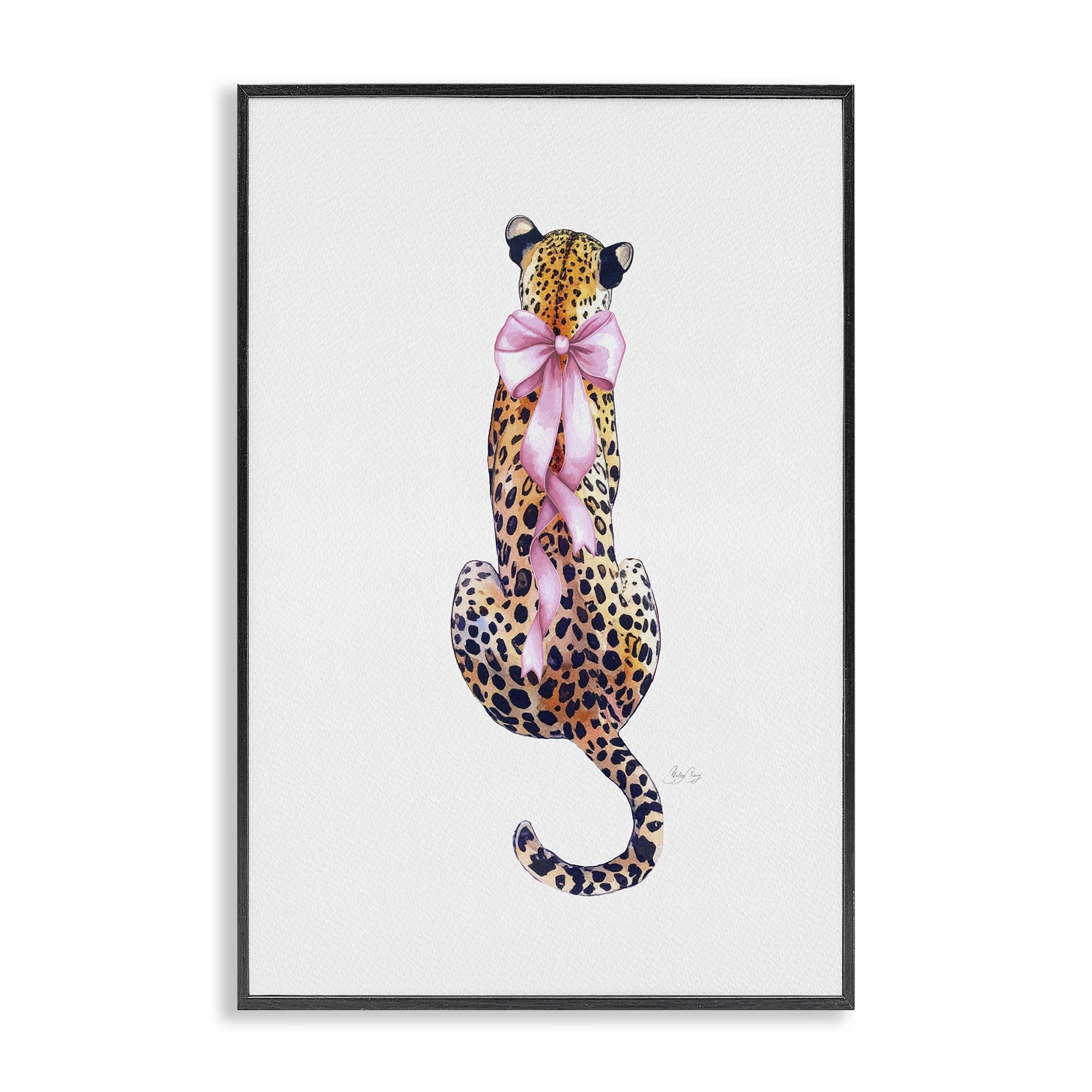 Stupell Industries Poised In Pink Cheetah Black Framed Giclee Art, design by Shelly Craig
