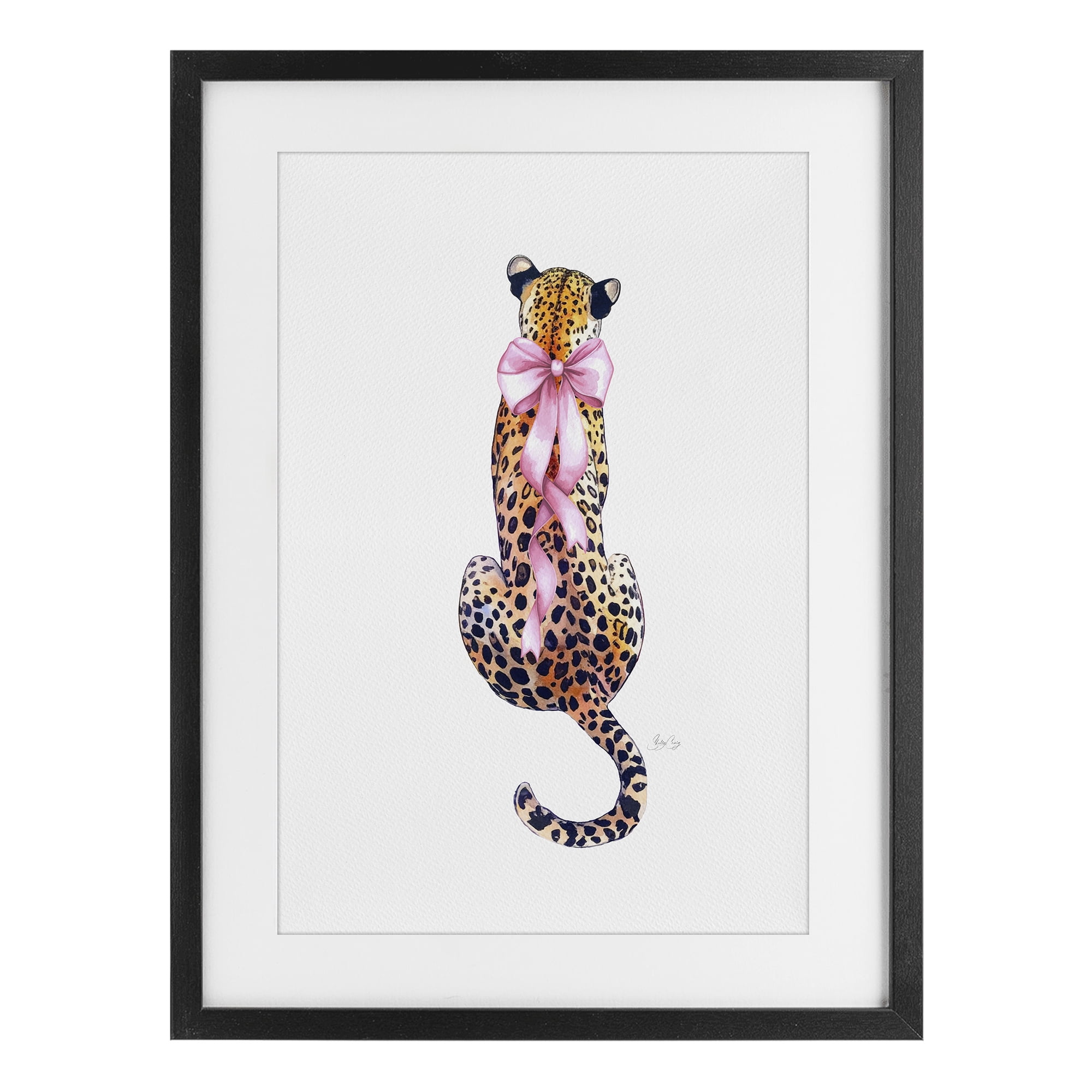 Stupell Industries Poised In Pink Cheetah Black Framed Print Under Glass, design by Shelly Craig