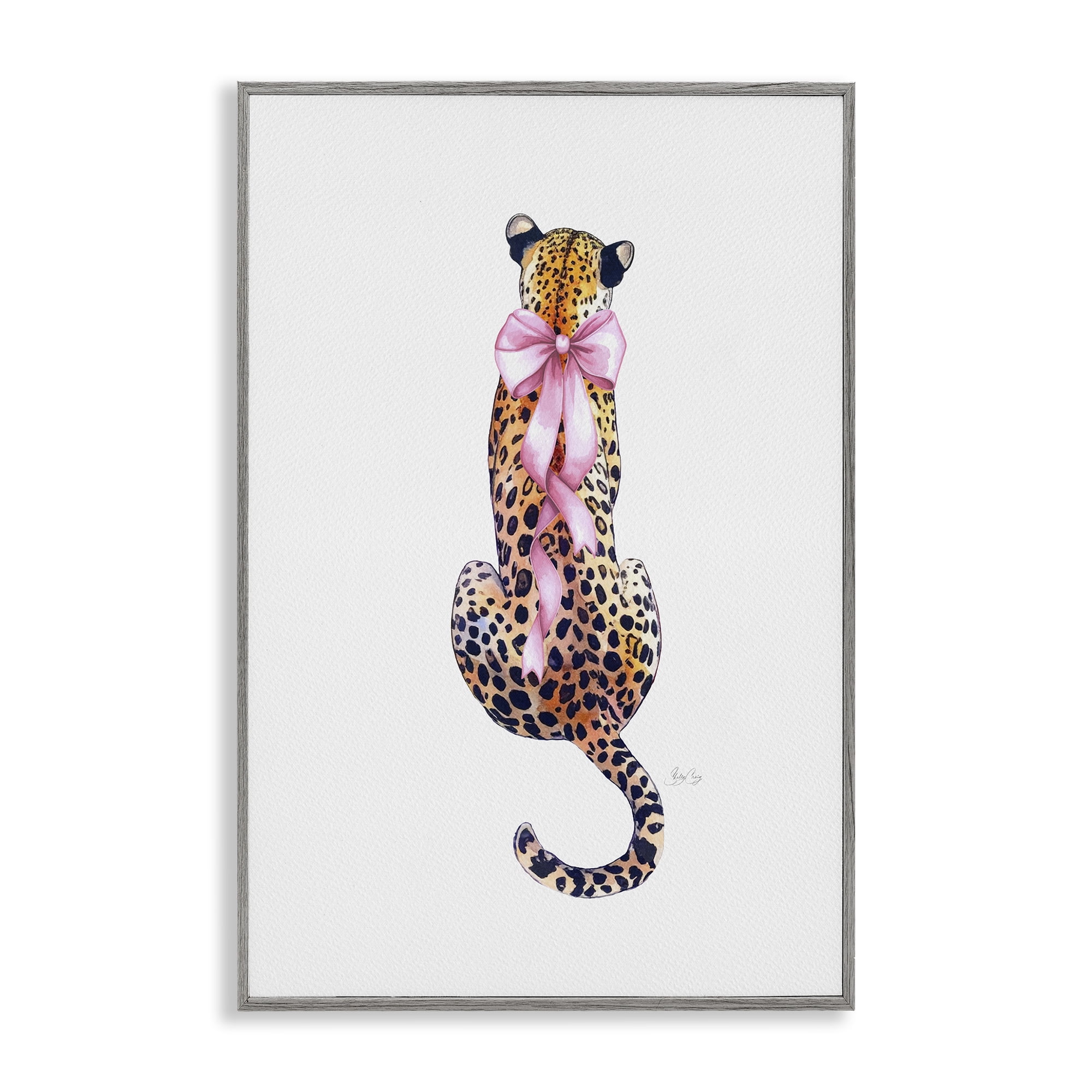 Stupell Industries Poised In Pink Cheetah Gray Framed Giclee Art, design by Shelly Craig