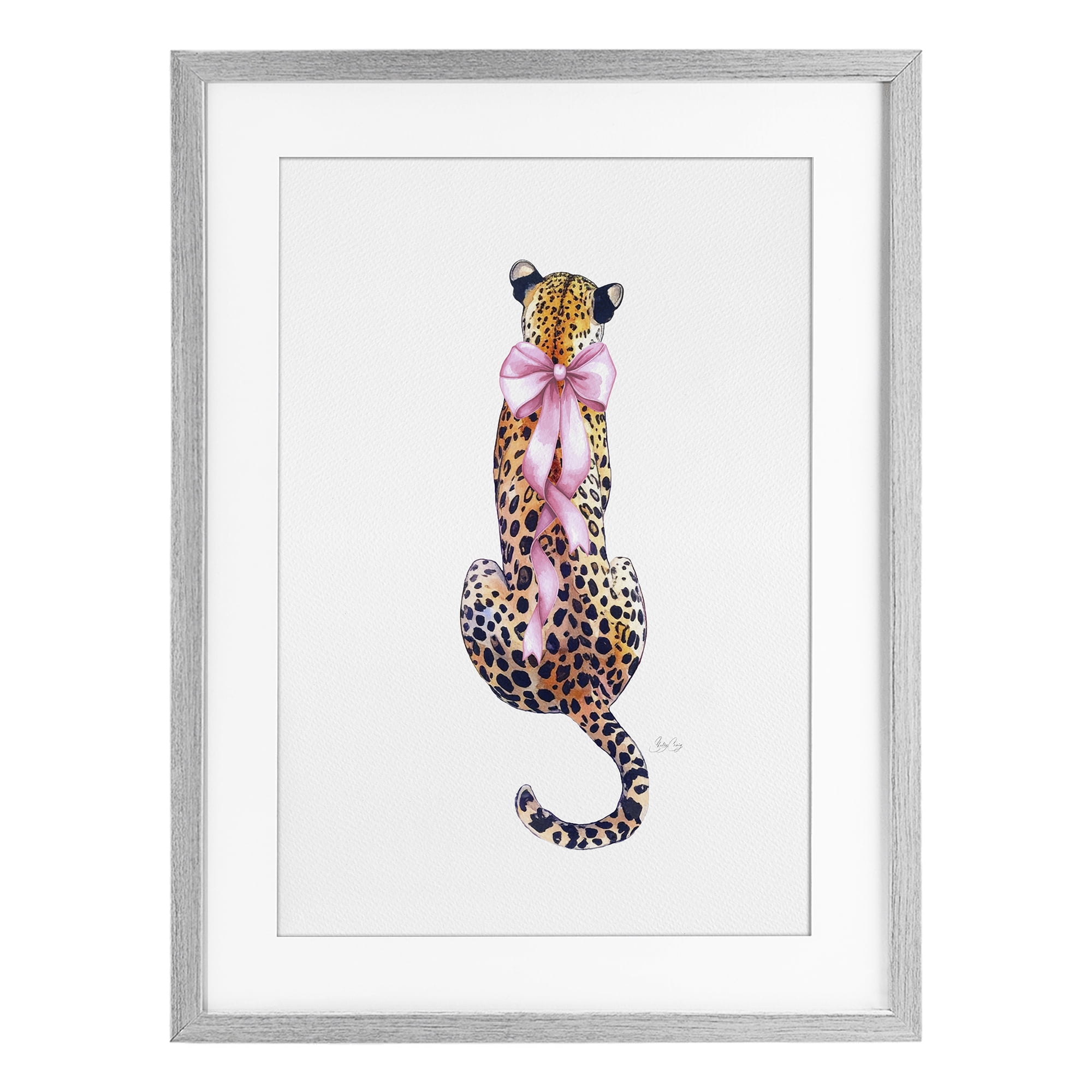 Stupell Industries Poised In Pink Cheetah Gray Framed Print Under Glass, design by Shelly Craig