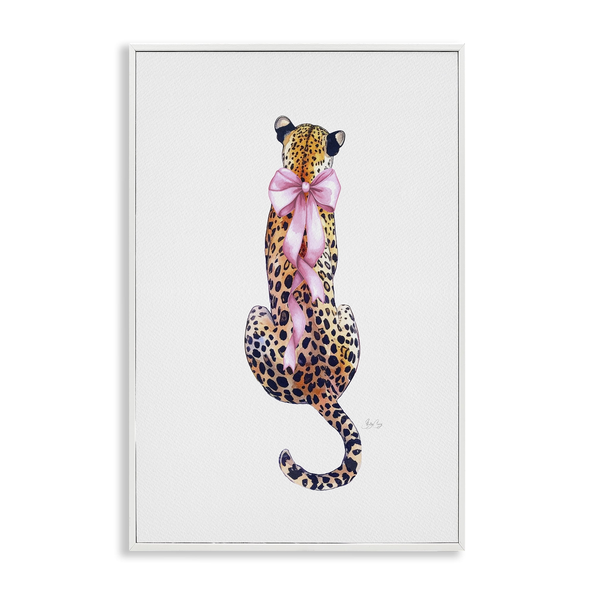 Stupell Industries Poised In Pink Cheetah White Framed Giclee Art, design by Shelly Craig