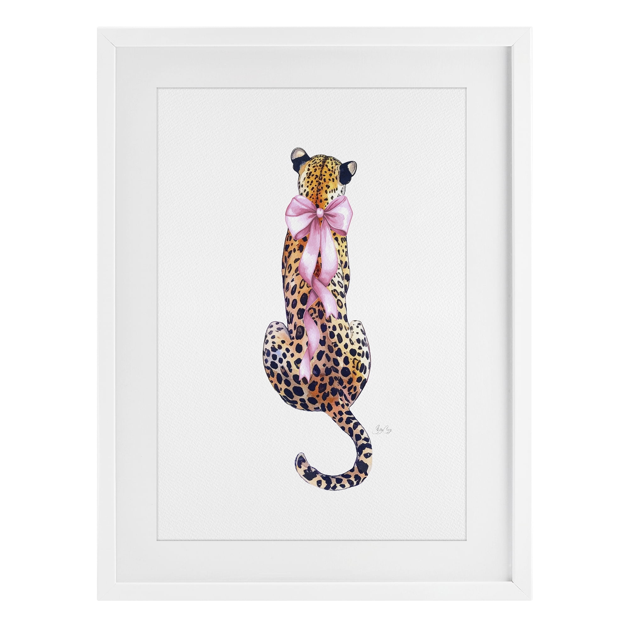Stupell Industries Poised In Pink Cheetah White Framed Print Under Glass, design by Shelly Craig