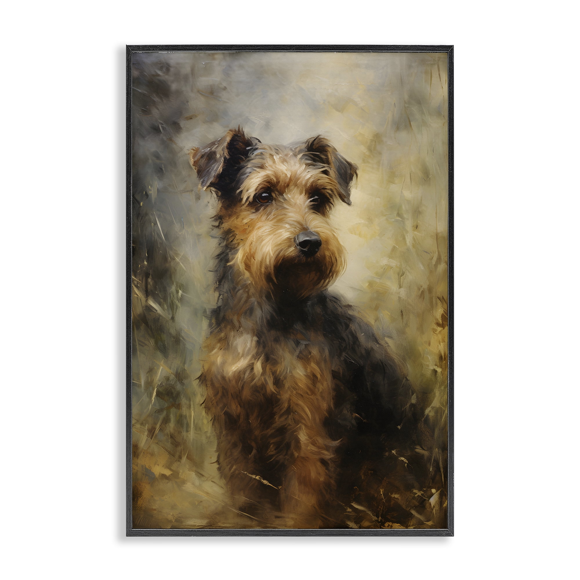 Stupell Industries Poised Terrier Dog Animals & Insects Painting Black Framed Art Print Wall Art, 16 x 24