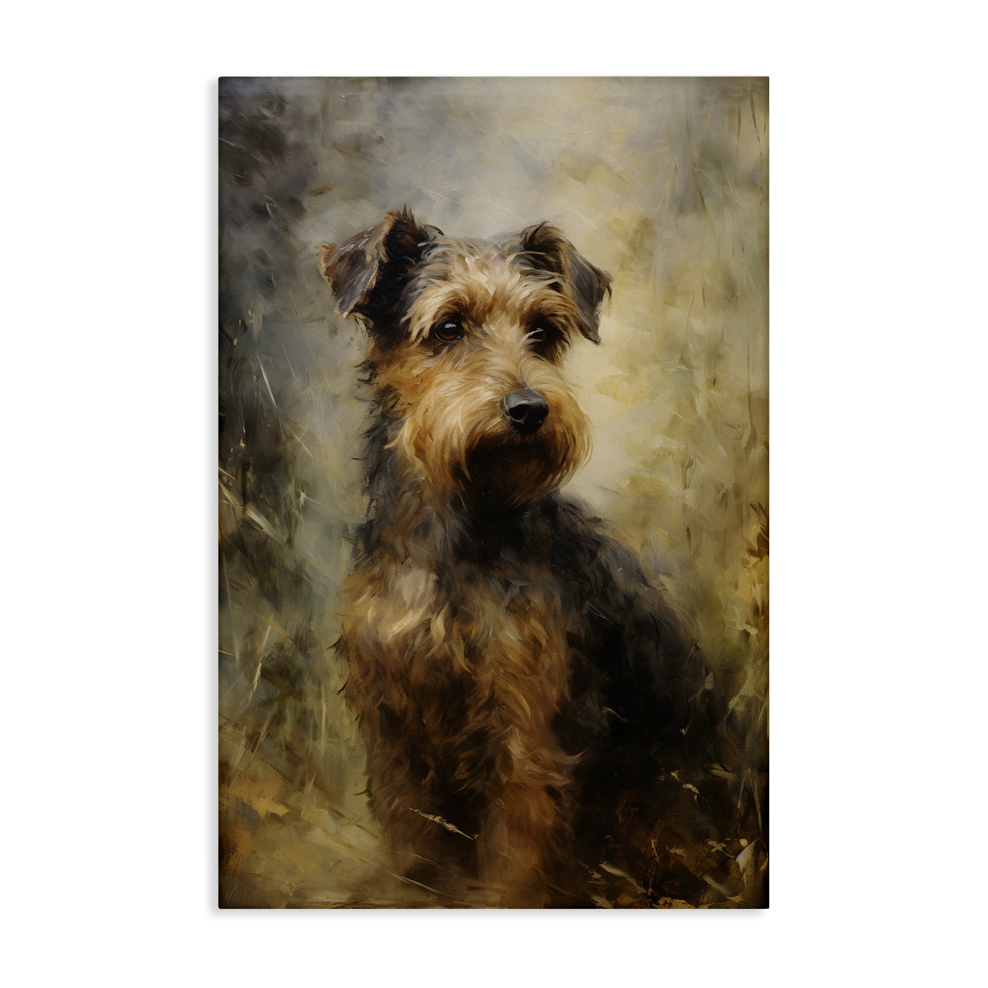 Stupell Industries Poised Terrier Dog Animals & Insects Painting Gallery Wrapped Canvas Art Print Wall Art, 20 x 30