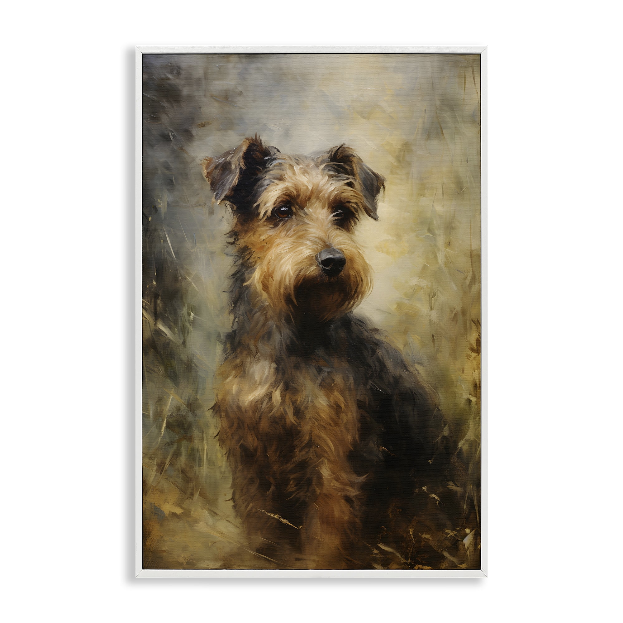 Stupell Industries Poised Terrier Dog Animals & Insects Painting White Framed Art Print Wall Art, 16 x 24