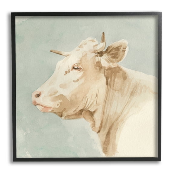 Stupell Industries Poised White Cow Watercolor Farm Animal Portrait, 12 x 12, Design by Emma Caroline