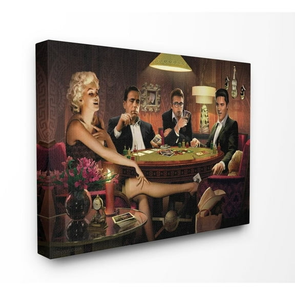 Stupell Industries Poker Game Night Vintage Hollywood Movie Star Classic Illustration Canvas Wall Art by Jadei Graphics