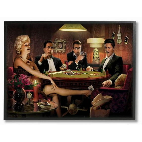 Stupell Industries Poker Game Night Vintage Hollywood Movie Star Classic Illustration Framed Wall Art by Jadei Graphics