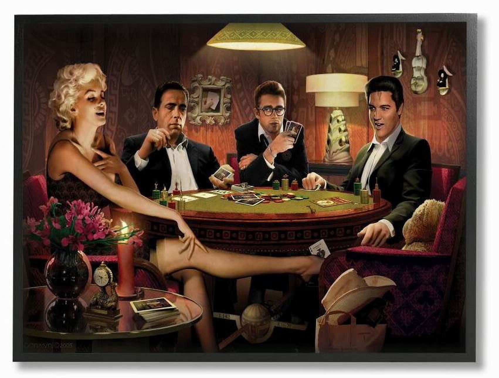 Stupell Industries Poker Game Night Vintage Hollywood Movie Star Classic Illustration Framed Wall Art by Jadei Graphics