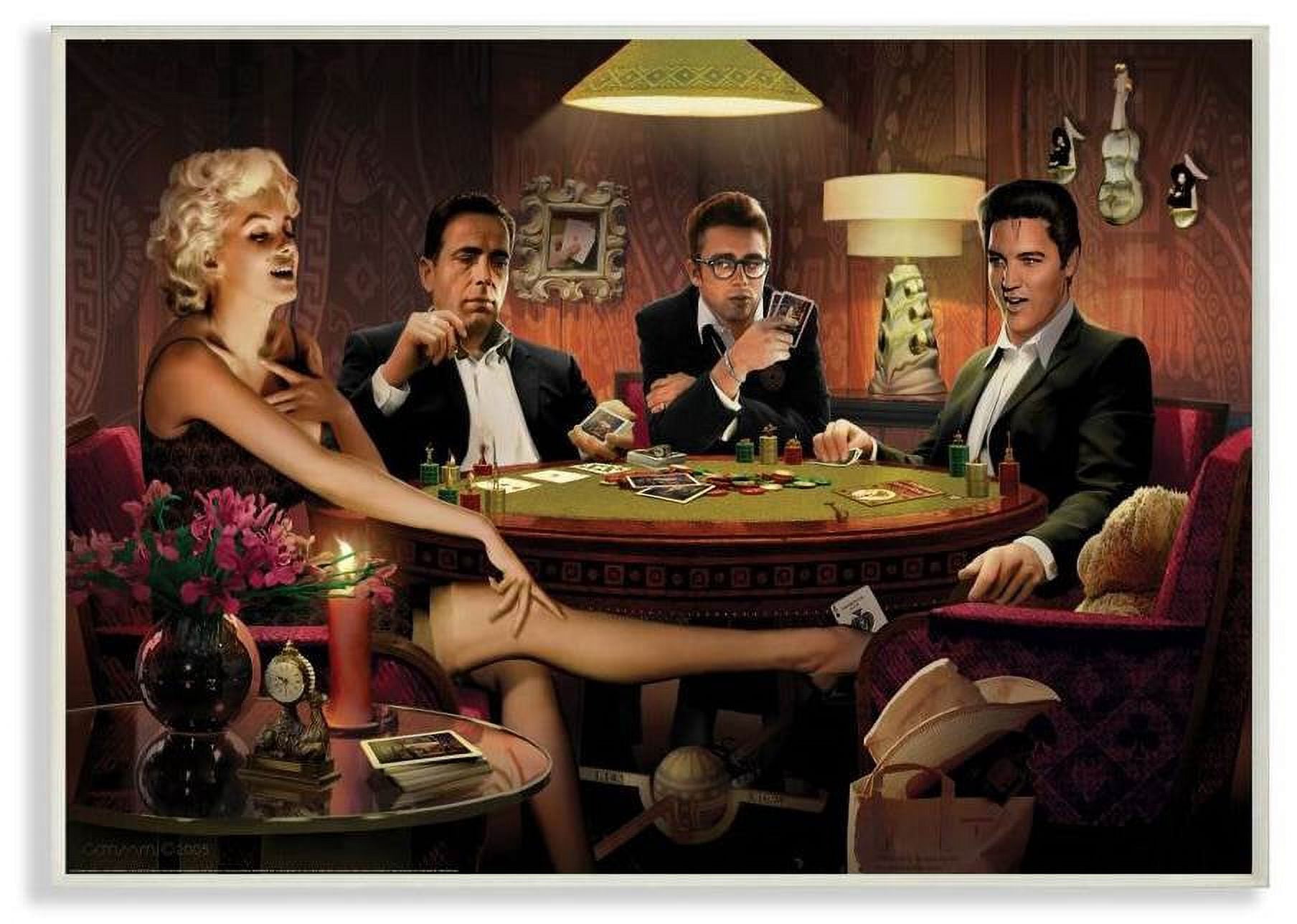 Stupell Industries Poker Game Night Vintage Hollywood Movie Star Classic Illustration Wall Plaque by Jadei Graphics