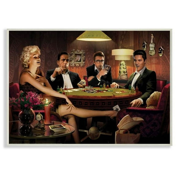 Stupell Industries Poker Game Night Vintage Hollywood Movie Star Classic Illustration Wall Plaque by Jadei Graphics