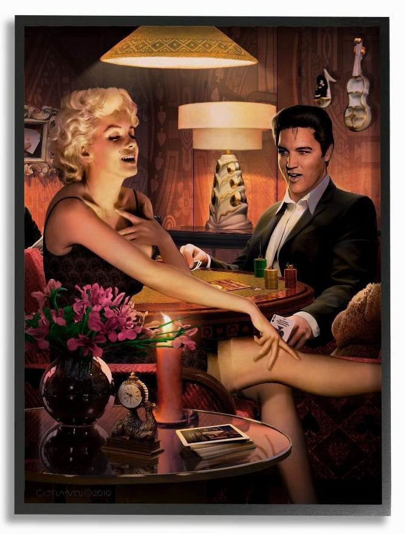 Stupell Industries Poker Game Vintage Hollywood Movie Star Classic Illustration Framed Wall Art by Jadei Graphics