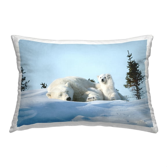 Stupell Industries Polar Bear & Cub in Snow Decorative Printed Throw Pillow, 14 x 20