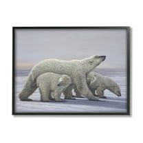 Stupell Industries Polar Bear Family Animals & Insects Painting Black Framed Art Print Wall Art, 14 x 11