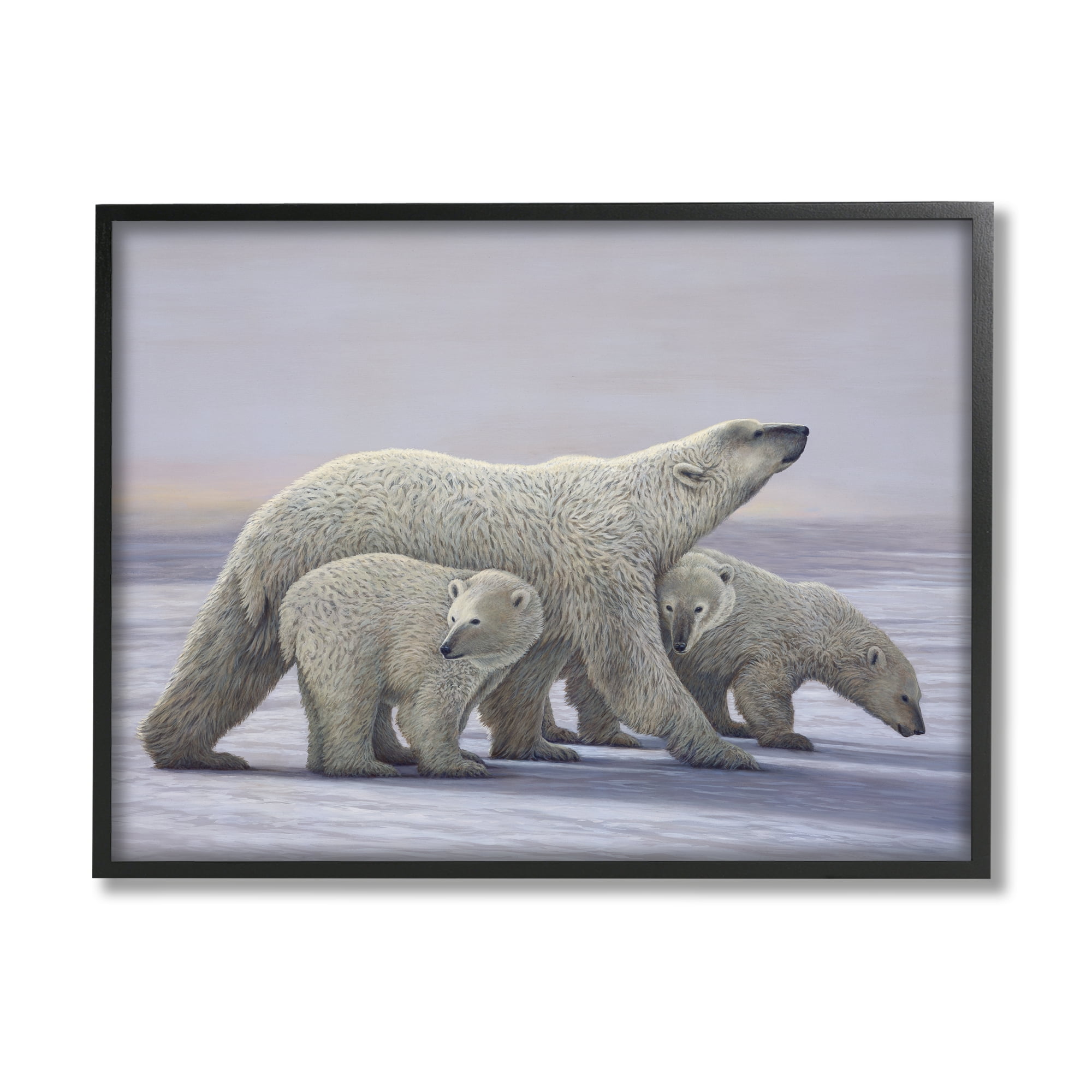 Stupell Industries Polar Bear Family Animals & Insects Painting Black Framed Art Print Wall Art, 30 x 24