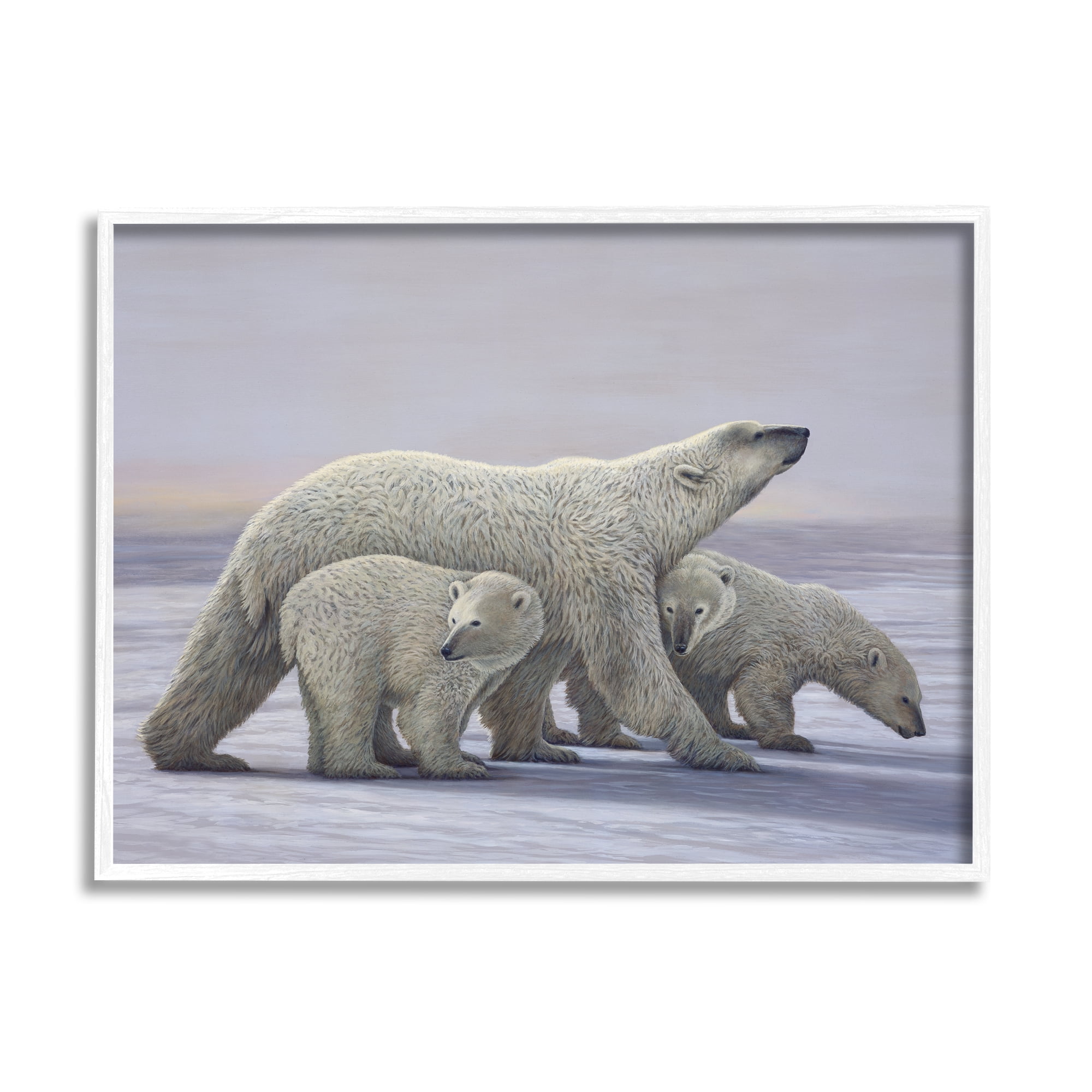 Stupell Industries Polar Bear Family Animals & Insects Painting White Framed Art Print Wall Art, 20 x 16
