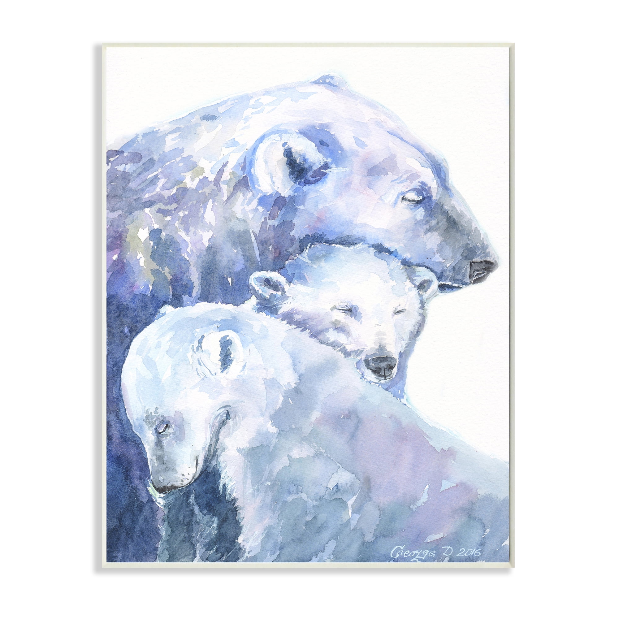 Stupell Industries Polar Bear Family Arctic Hug Portrait Wall Plaque, 10 x 15, Design by George Dyachenko