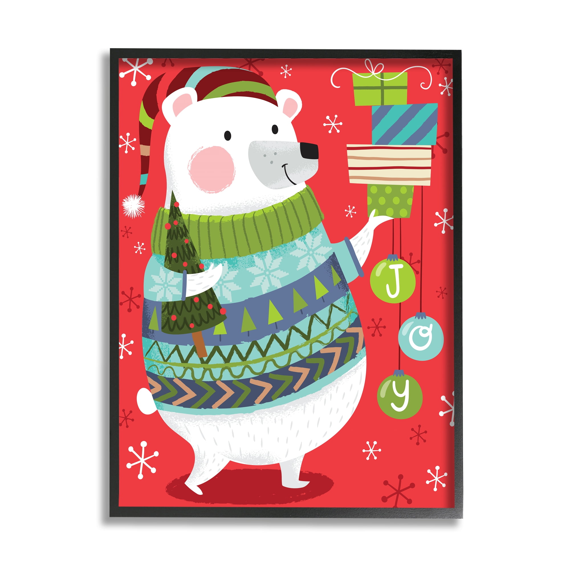 Stupell Industries Polar Bear Festive Argyle Sweater Christmas Gifts, 24 x 30, Design by Arrolynn Weiderhold