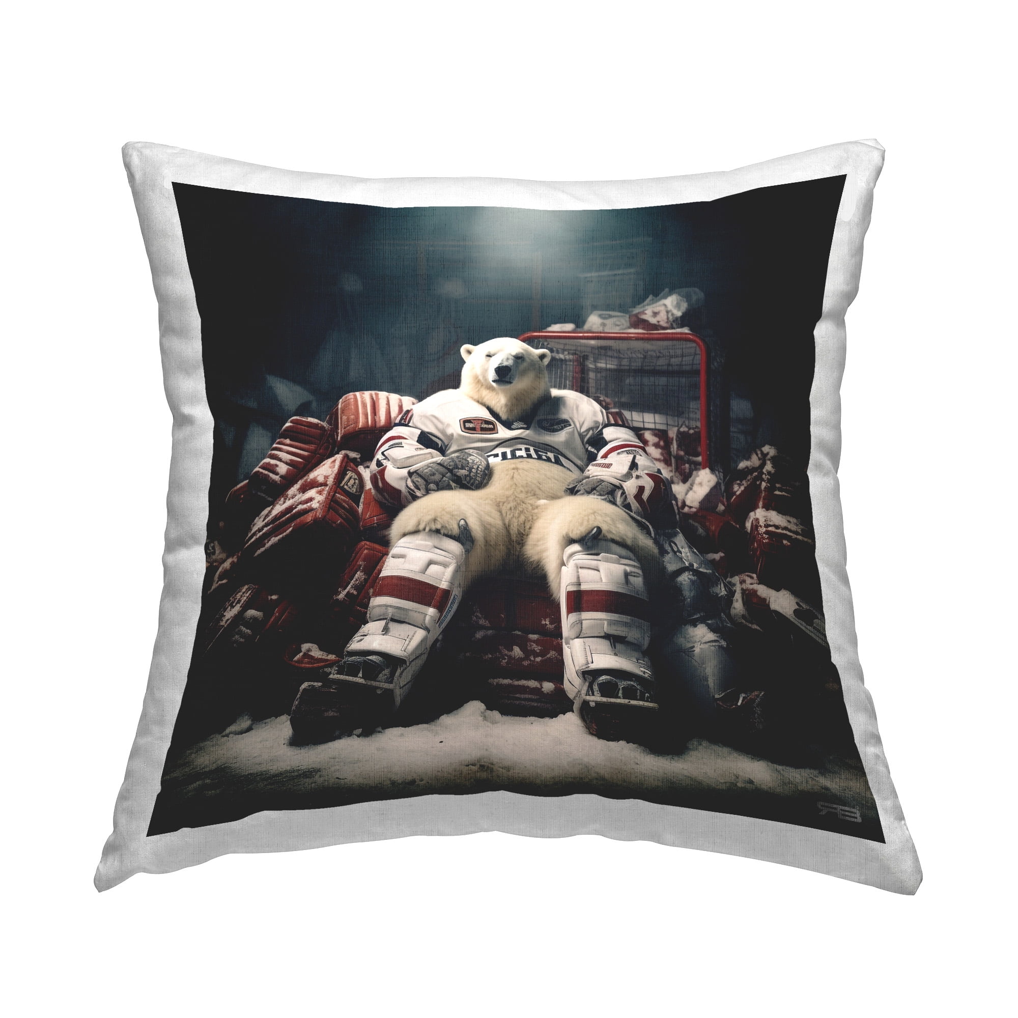 Stupell Industries Polar Bear Hockey Player Decorative Printed Throw Pillow Design by RB