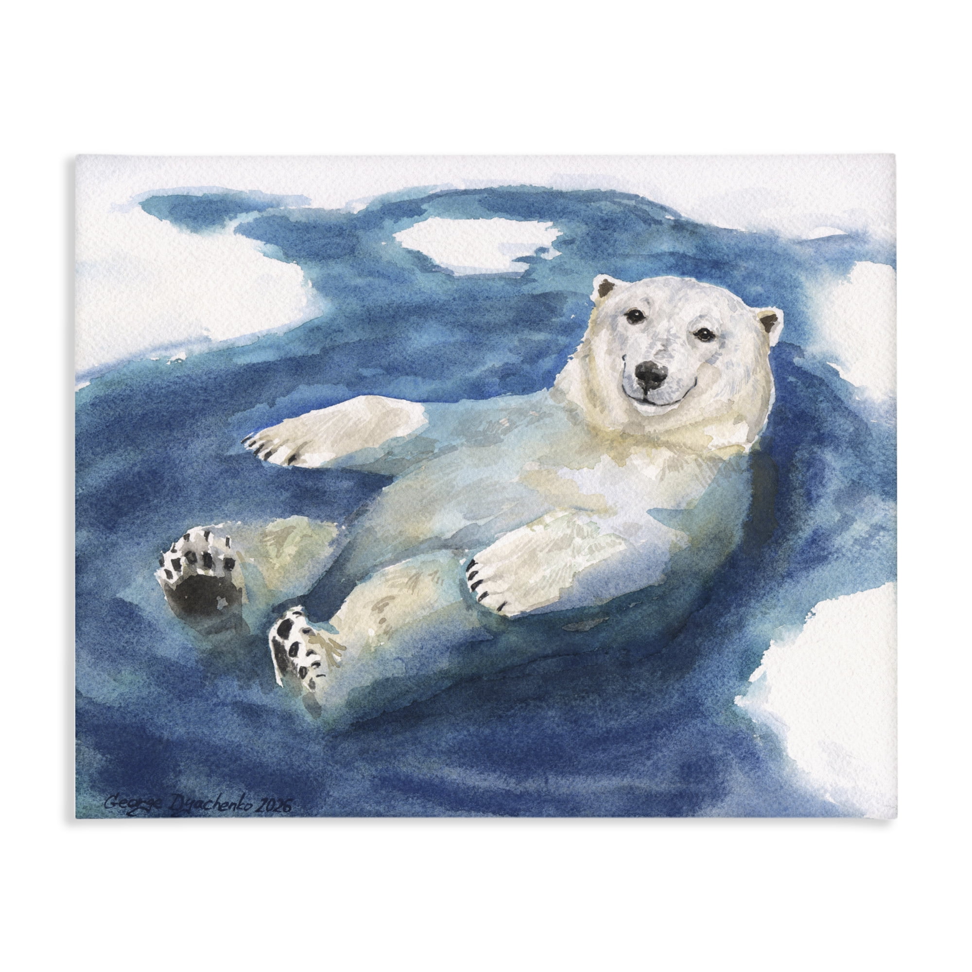 Stupell Industries Polar Bear Icy Bath Time Canvas Wall Art, design by George Dyachenko