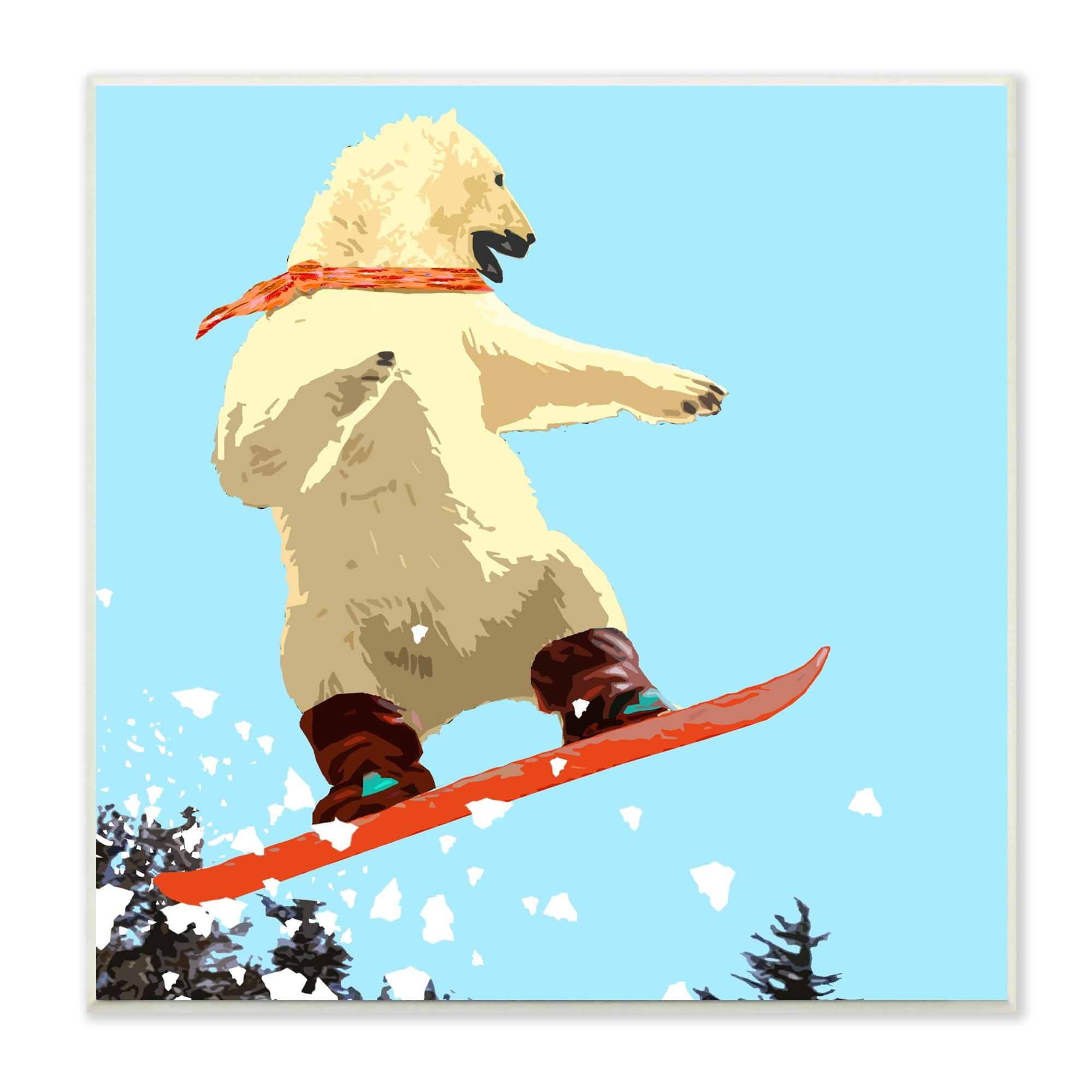 Stupell Industries Polar Bear Snowboarding Catching Air Winter Sports Graphic Art Unframed Art Print Wall Art, Design by Noah Bay
