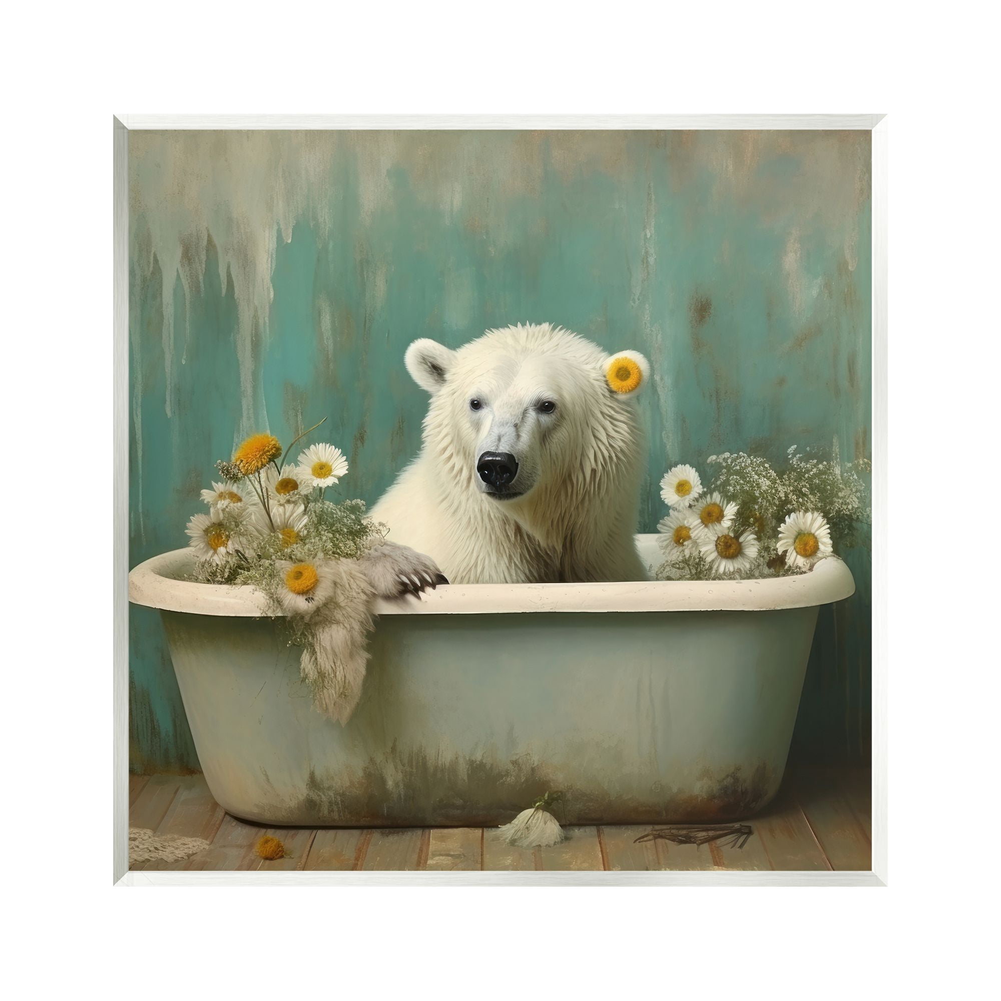 Stupell Industries Polar Bear Vintage Tub Animals & Insects Painting Unframed Art Print Wall Art, 12 x 12