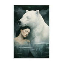 Stupell Industries Polar Bear & Woman Animals Painting Unframed Art Print Wall Art, 10 x 15