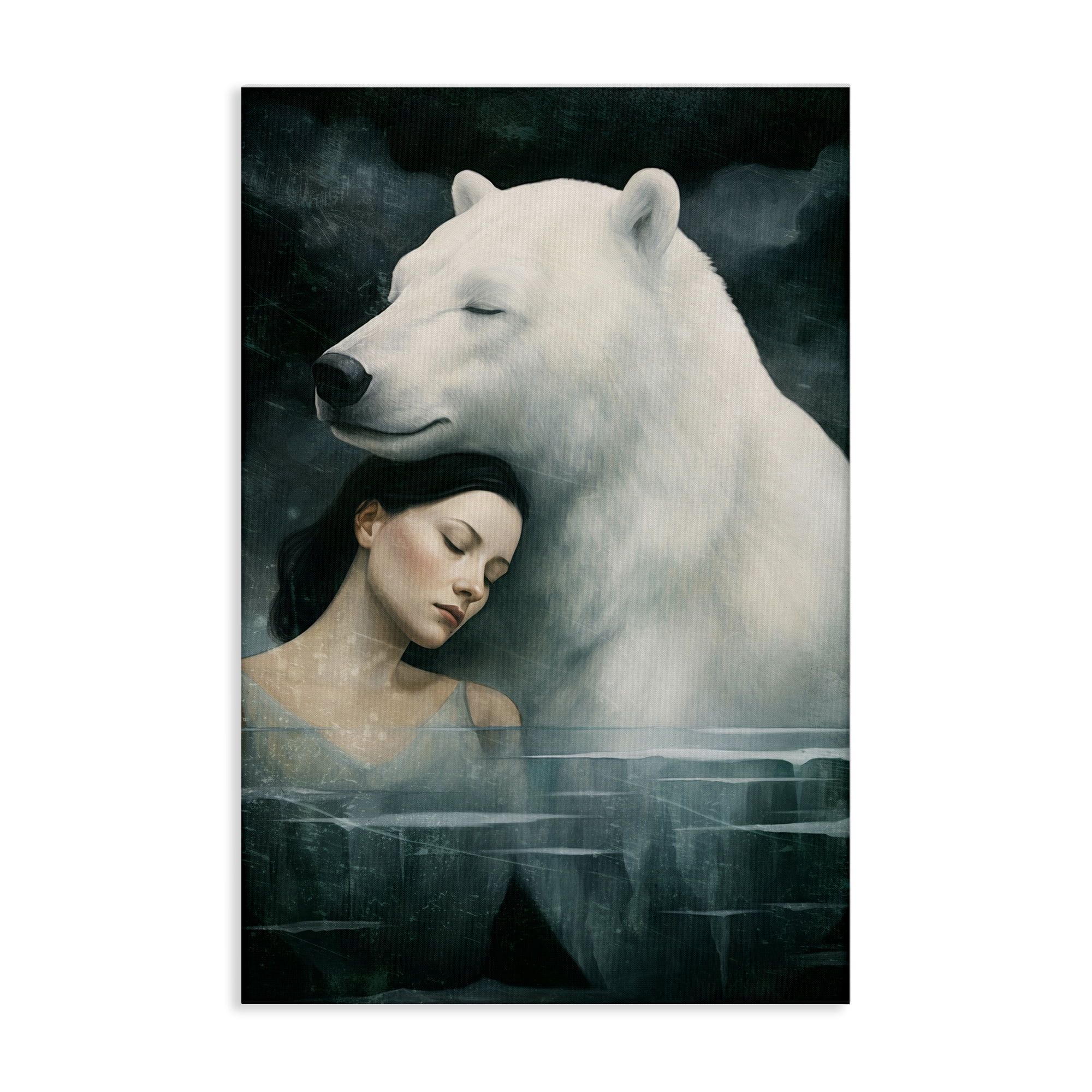 Stupell Industries Polar Bear & Woman Animals Painting Wrapped Canvas Art Print Wall Art, 20 x 30