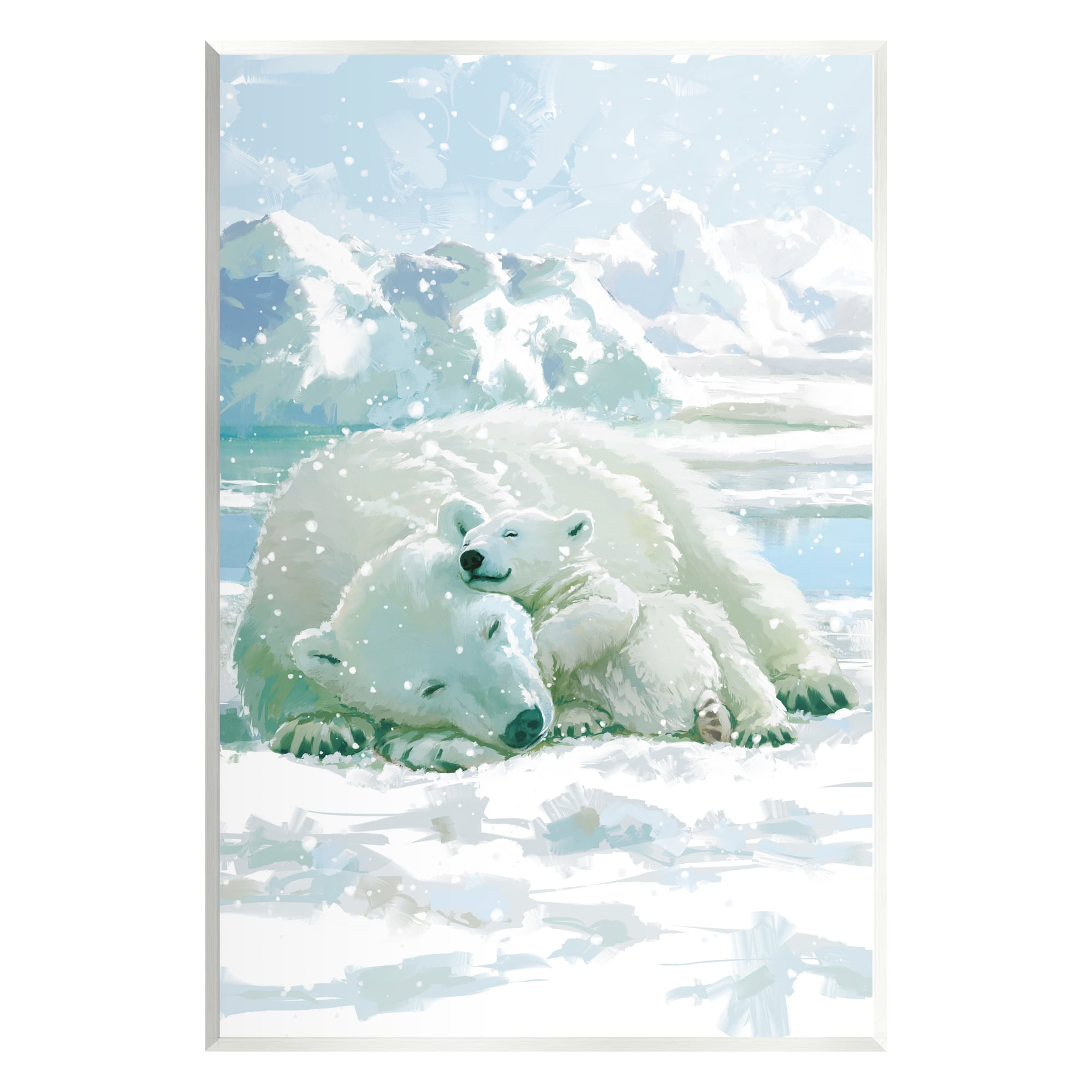 Stupell Industries Polar Bears Cuddling Snowy Scene Animals & Insects Painting Unframed Art Print Wall Art