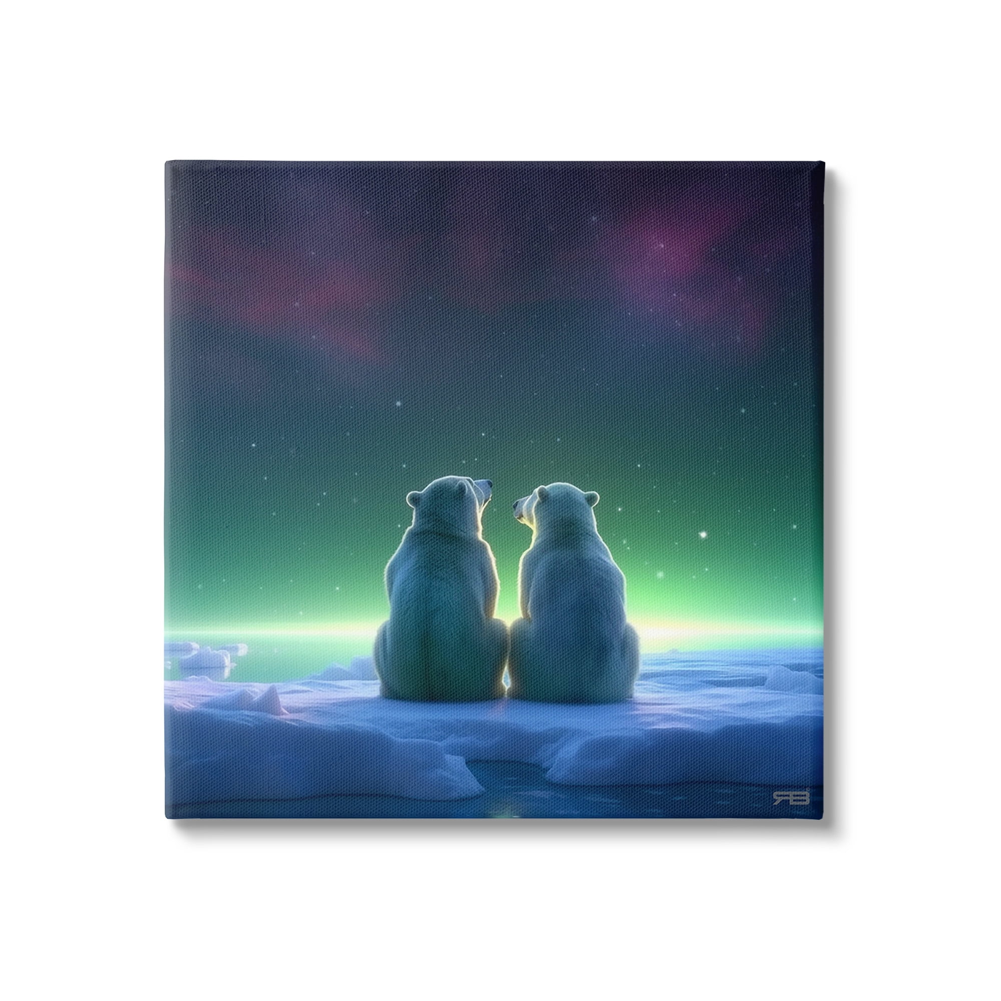 Stupell Industries Polar Bears & Northern Lights Animals & Insects Painting Gallery Wrapped Canvas Art Print Wall Art, 24 x 24