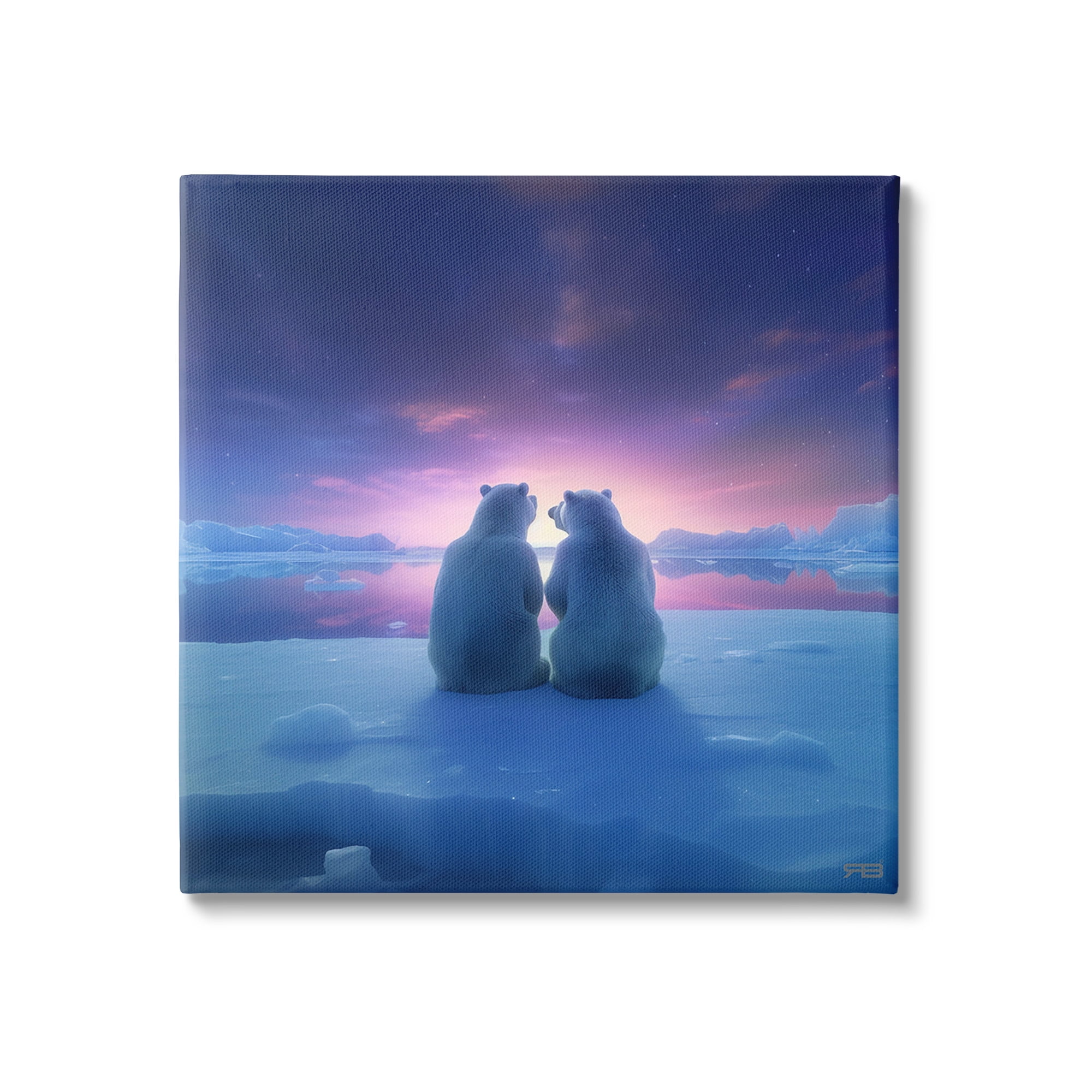 Stupell Industries Polar Bears at Sunset Animals & Insects Painting Gallery Wrapped Canvas Art Print Wall Art, 36 x 36
