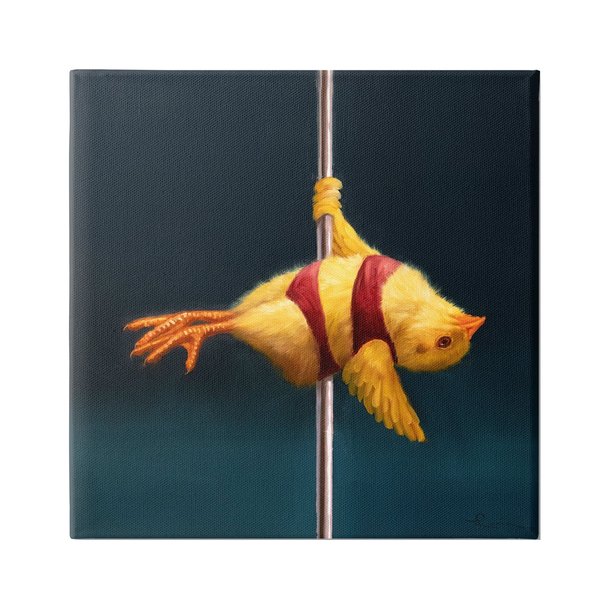 Stupell Industries Pole Dancing Chick Animals & Insects Painting Gallery Wrapped Canvas Art Print Wall Art, 30 x 30