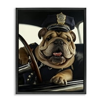 Stupell Industries Police Dog in Car Animals & Insects Painting Black Floater Framed Canvas Art Print Wall Art, 17 x 21