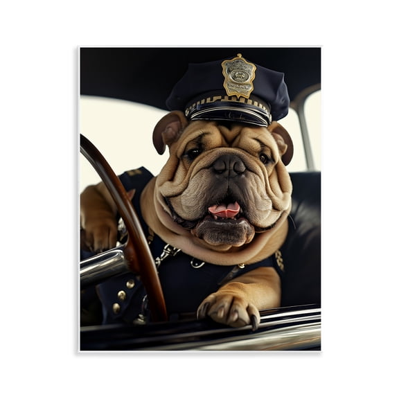 Stupell Industries Police Dog in Car Animals & Insects Painting Unframed Art Print Wall Art, 11 x 14