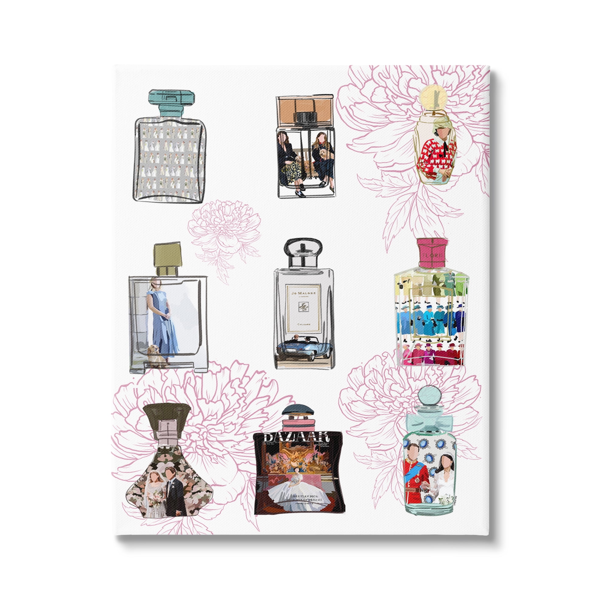 Stupell Industries Polished Perfume Stylish Luxury Fashion Flower Pattern Graphic Art Gallery Wrapped Canvas Print Wall Art, Design by Amelia Noyes