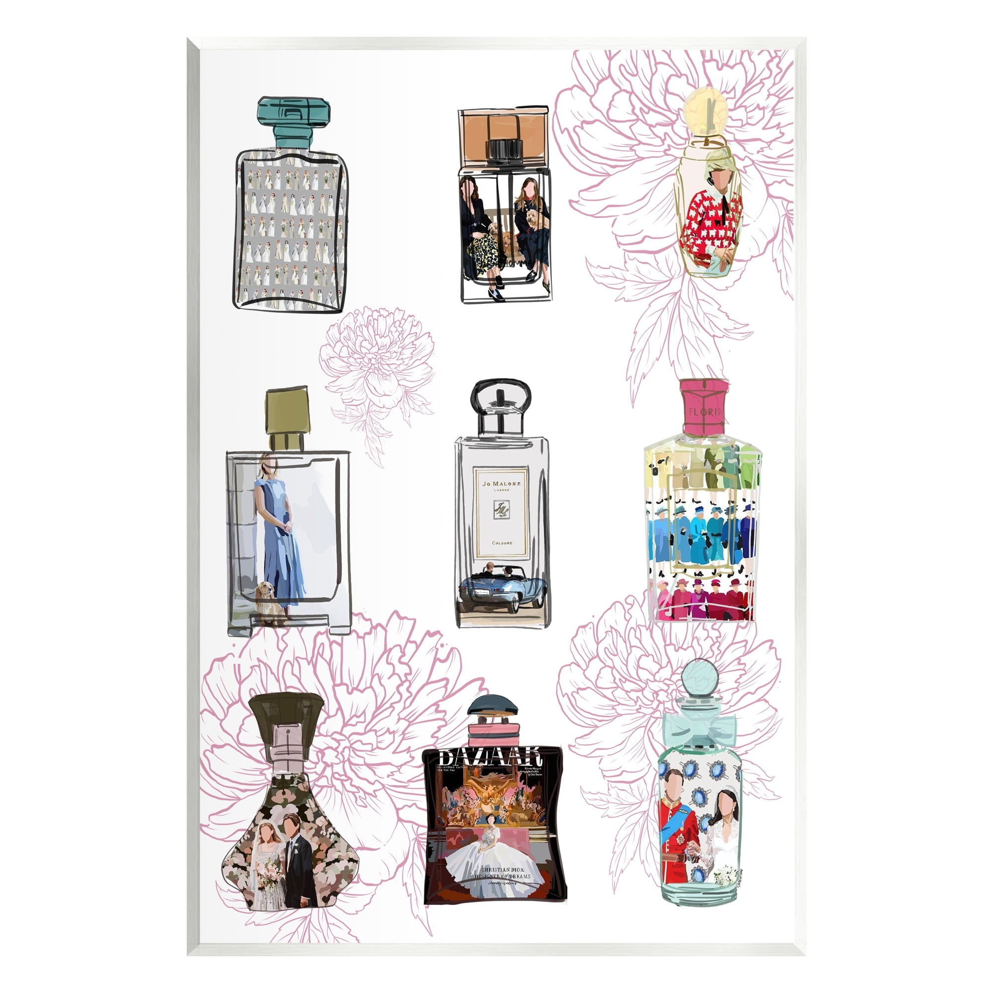 Stupell Industries Polished Perfume Stylish Luxury Fashion Flower Pattern Graphic Art Unframed Art Print Wall Art, Design by Amelia Noyes