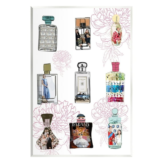 Stupell Industries Polished Perfume Stylish Luxury Fashion Flower Pattern Graphic Art Unframed Art Print Wall Art, Design by Amelia Noyes