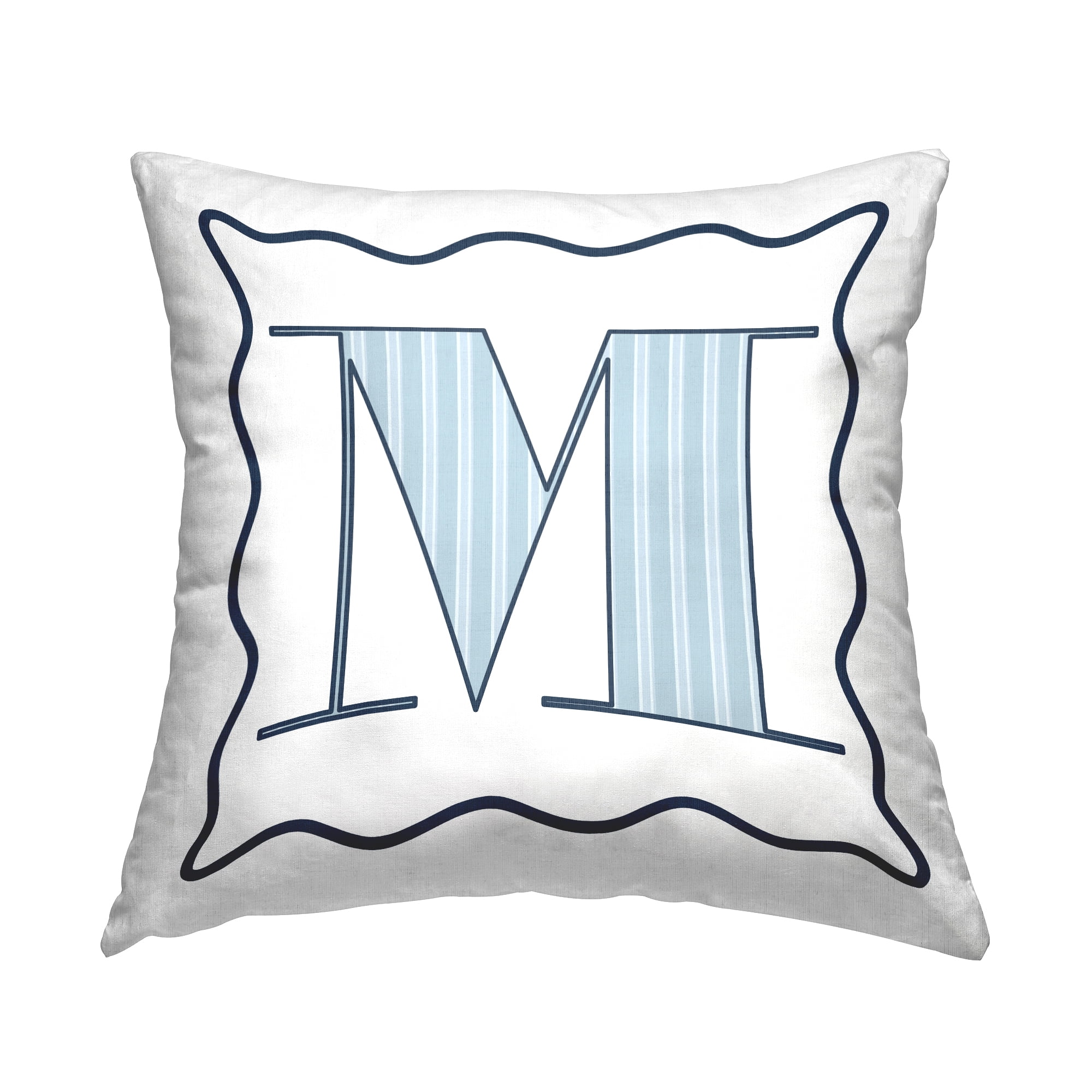 Stupell Industries Polka Dot Blue Letter M Square Decorative Printed Throw Pillow, 18 x 18