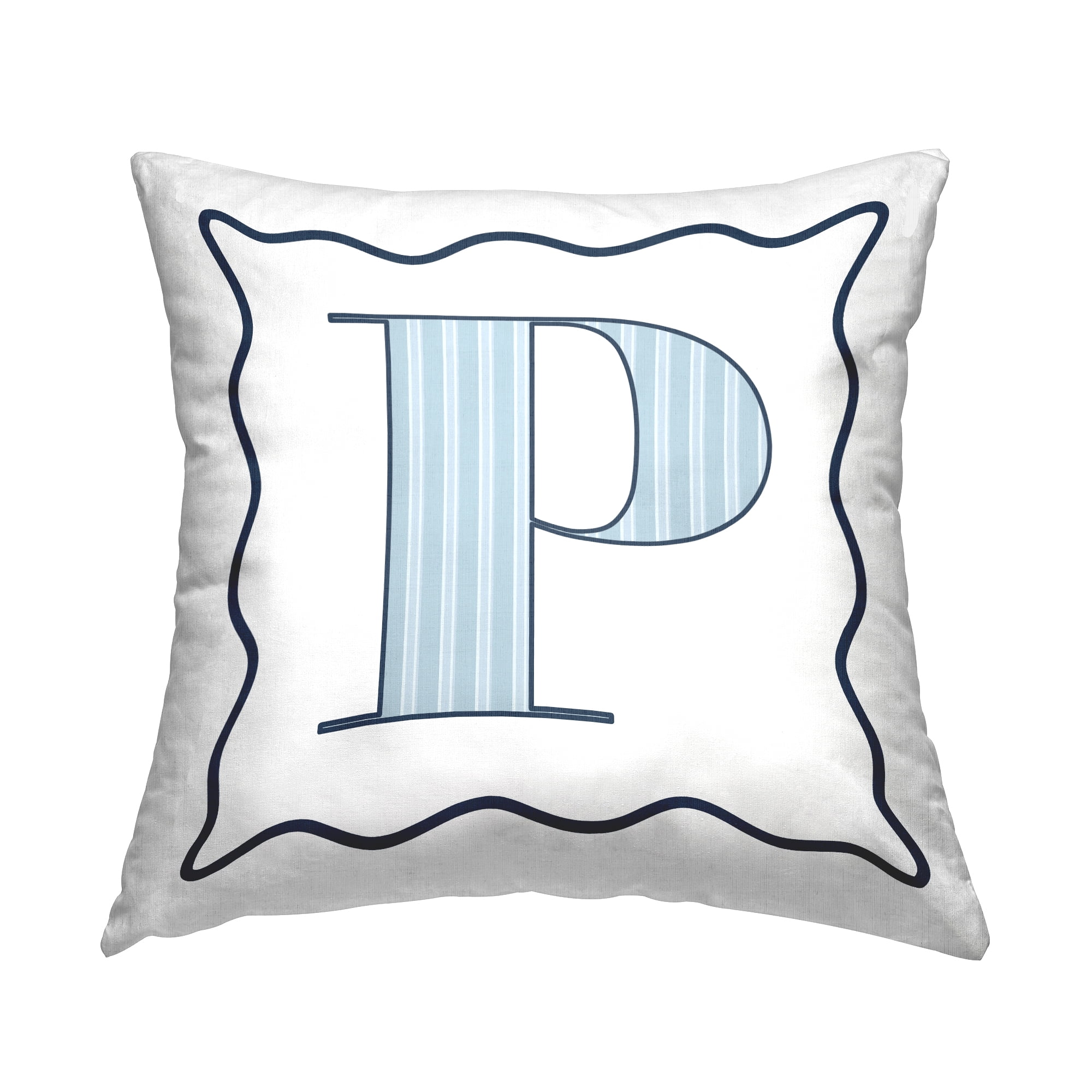 Stupell Industries Polka Dot Blue Letter P Square Decorative Printed Throw Pillow, 18 x 18