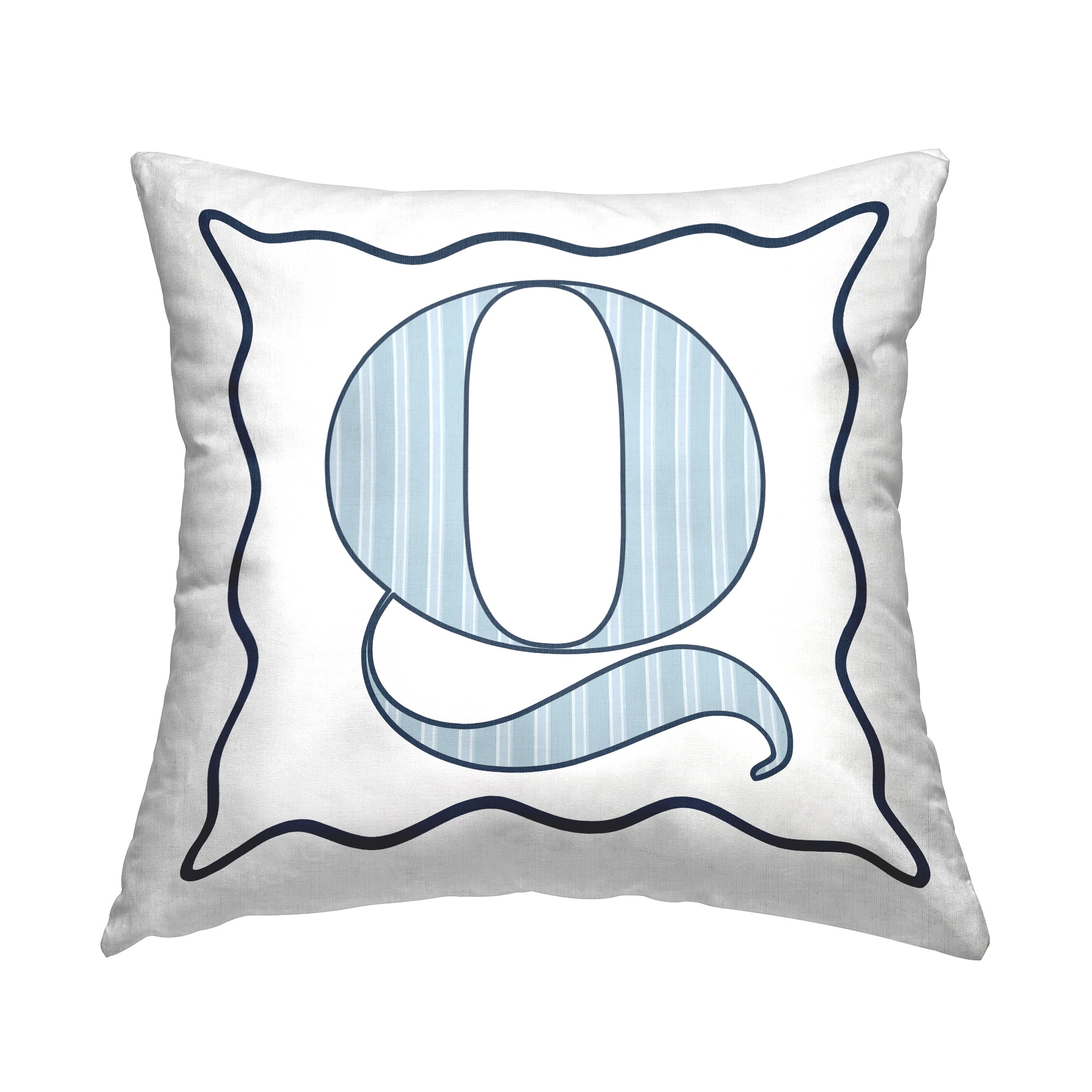 Stupell Industries Polka Dot Blue Letter Q Square Decorative Printed Throw Pillow, 18 x 18