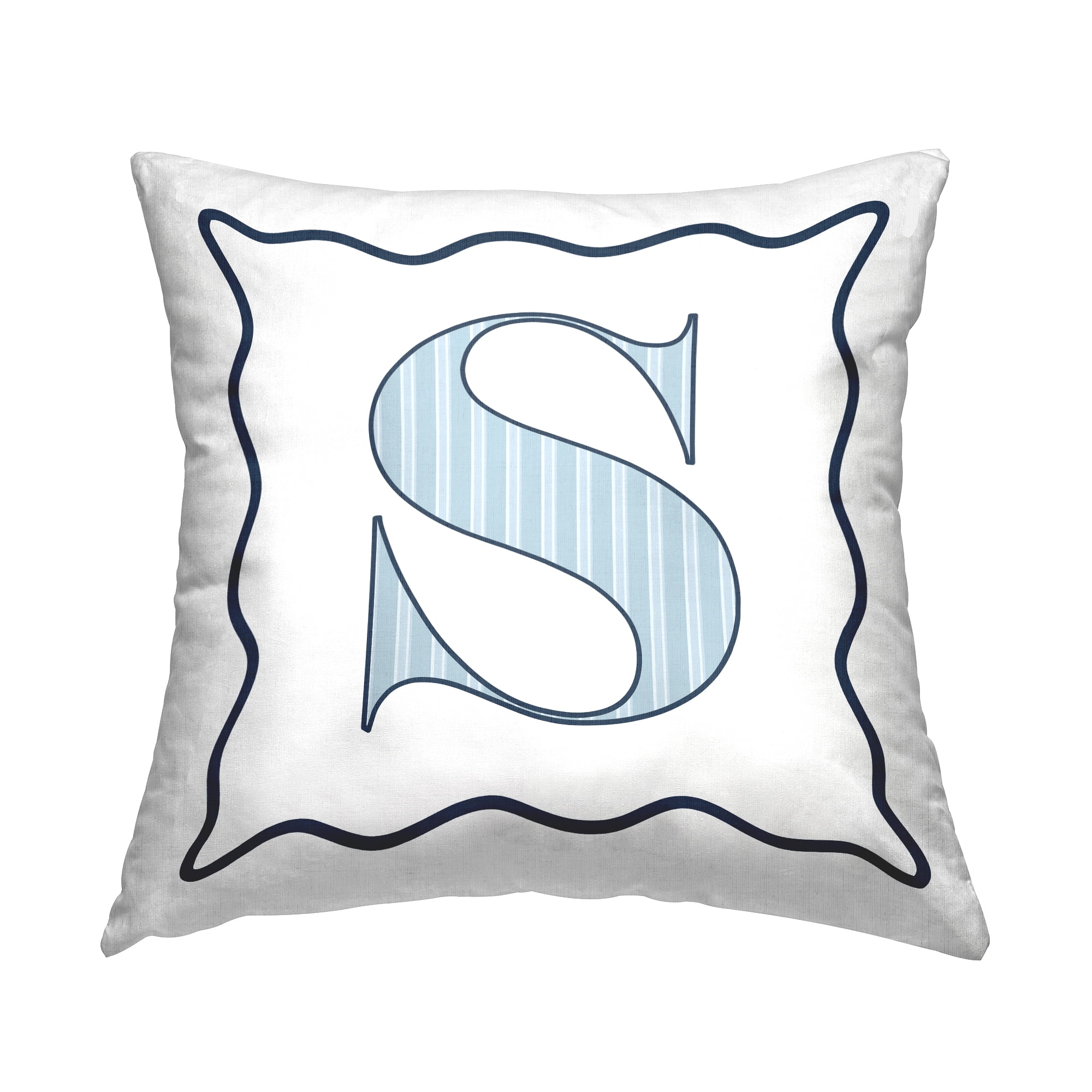 Stupell Industries Polka Dot Blue Letter S Square Decorative Printed Throw Pillow, 18 x 18
