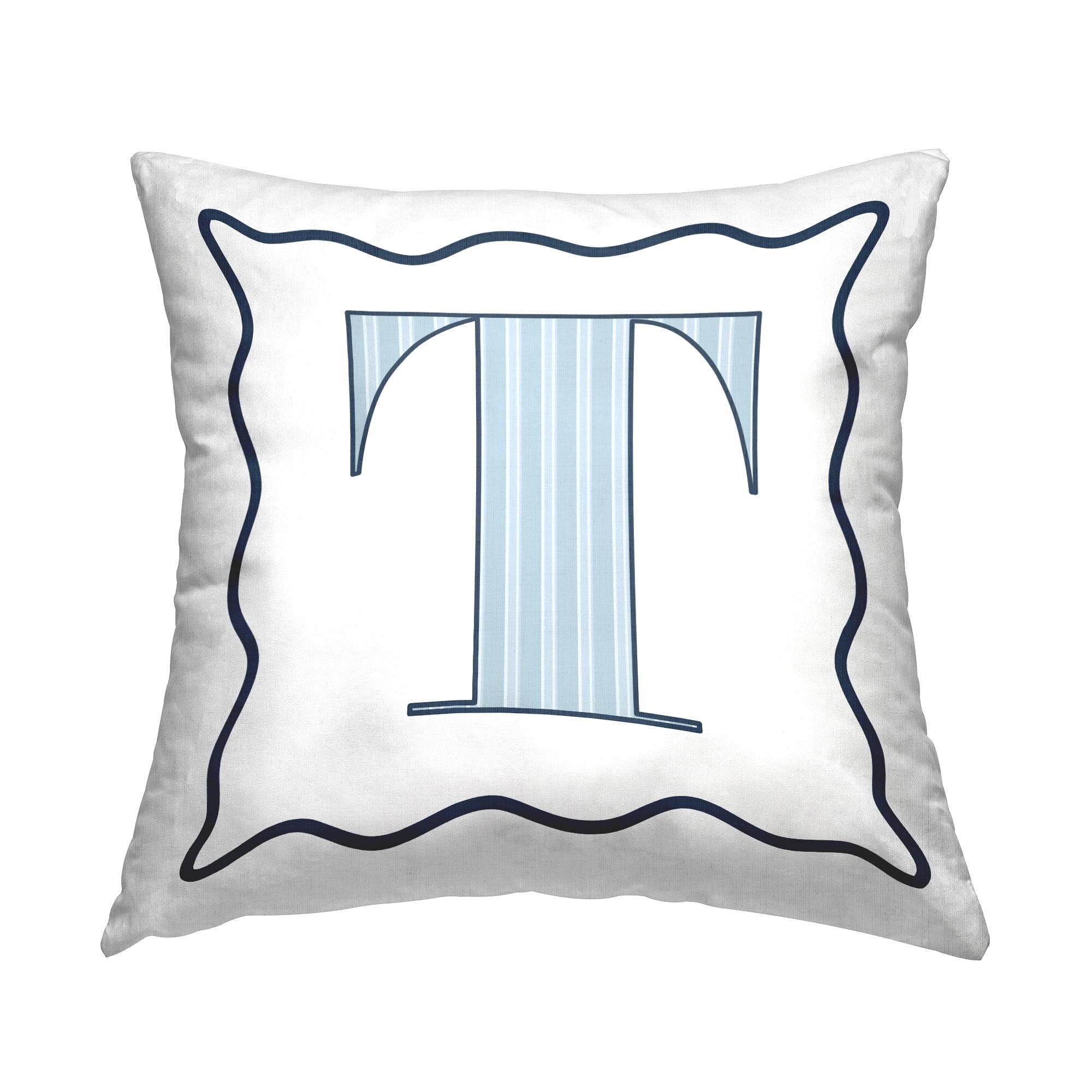 Stupell Industries Polka Dot Blue Letter T Square Decorative Printed Throw Pillow, 18 x 18