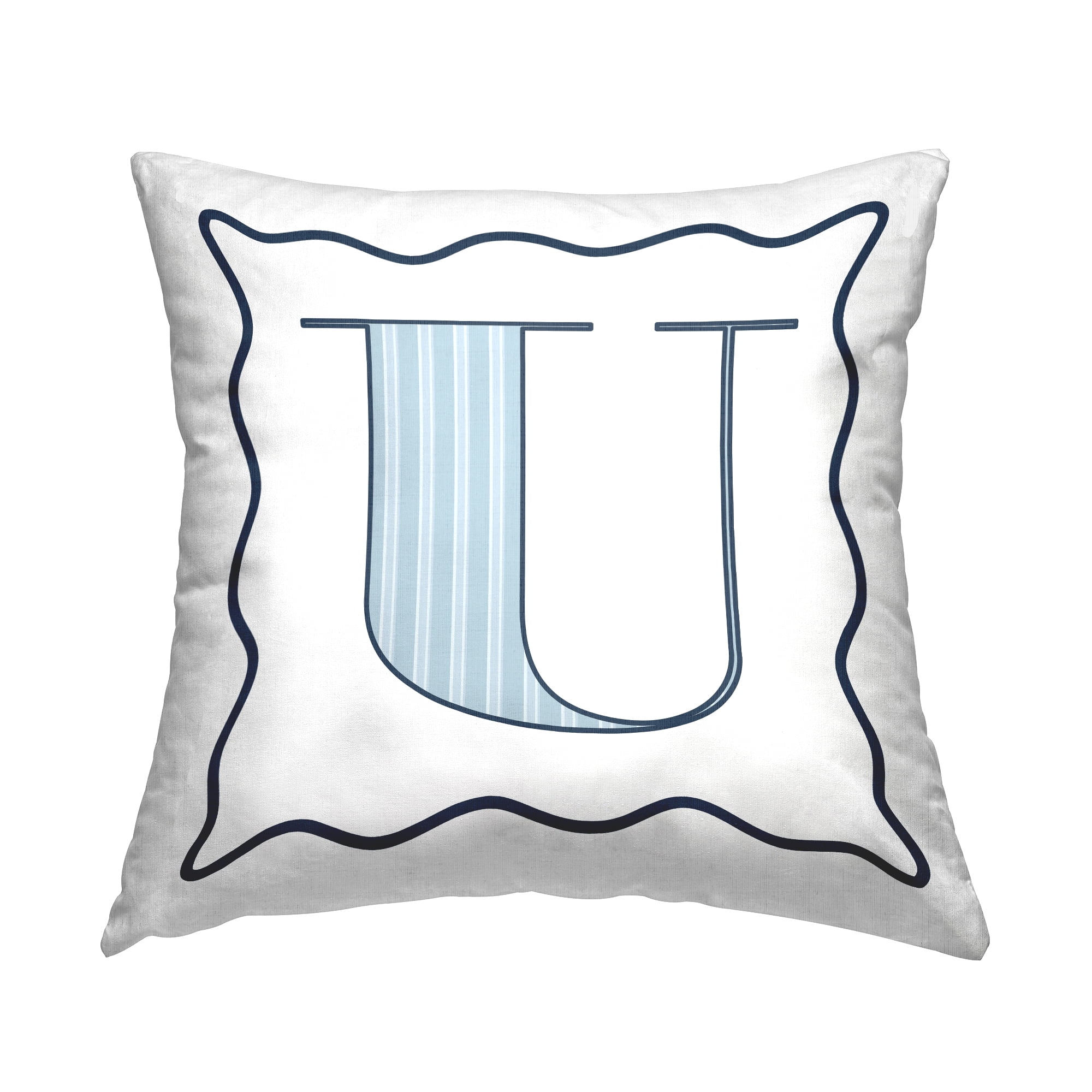 Stupell Industries Polka Dot Blue Letter U Square Decorative Printed Throw Pillow, 18 x 18