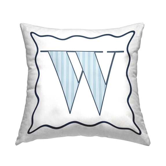 Stupell Industries Polka Dot Blue Letter W Square Decorative Printed Throw Pillow, 18 x 18