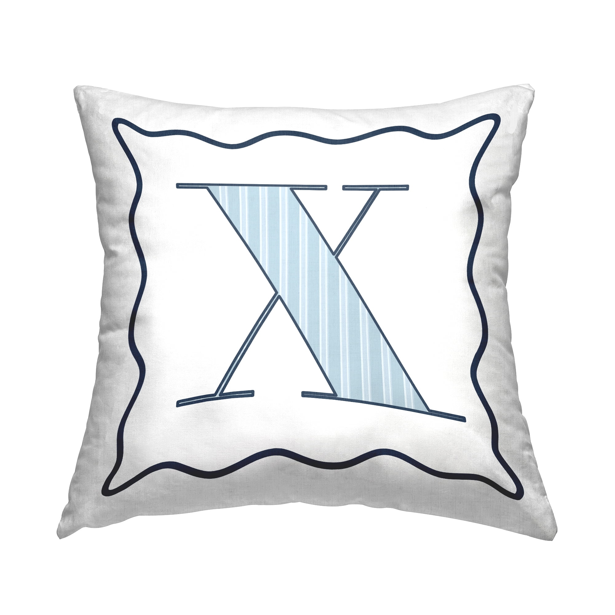 Stupell Industries Polka Dot Blue Letter X Square Decorative Printed Throw Pillow, 18 x 18