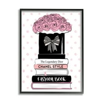 Stupell Industries Polka Dot Fashion Bookstack Beauty & Fashion Painting Black Framed Art Print Wall Art, 11 x 14