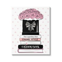 Stupell Industries Polka Dot Fashion Bookstack Beauty & Fashion Painting Gallery Wrapped Canvas Art Print Wall Art, 16 x 20