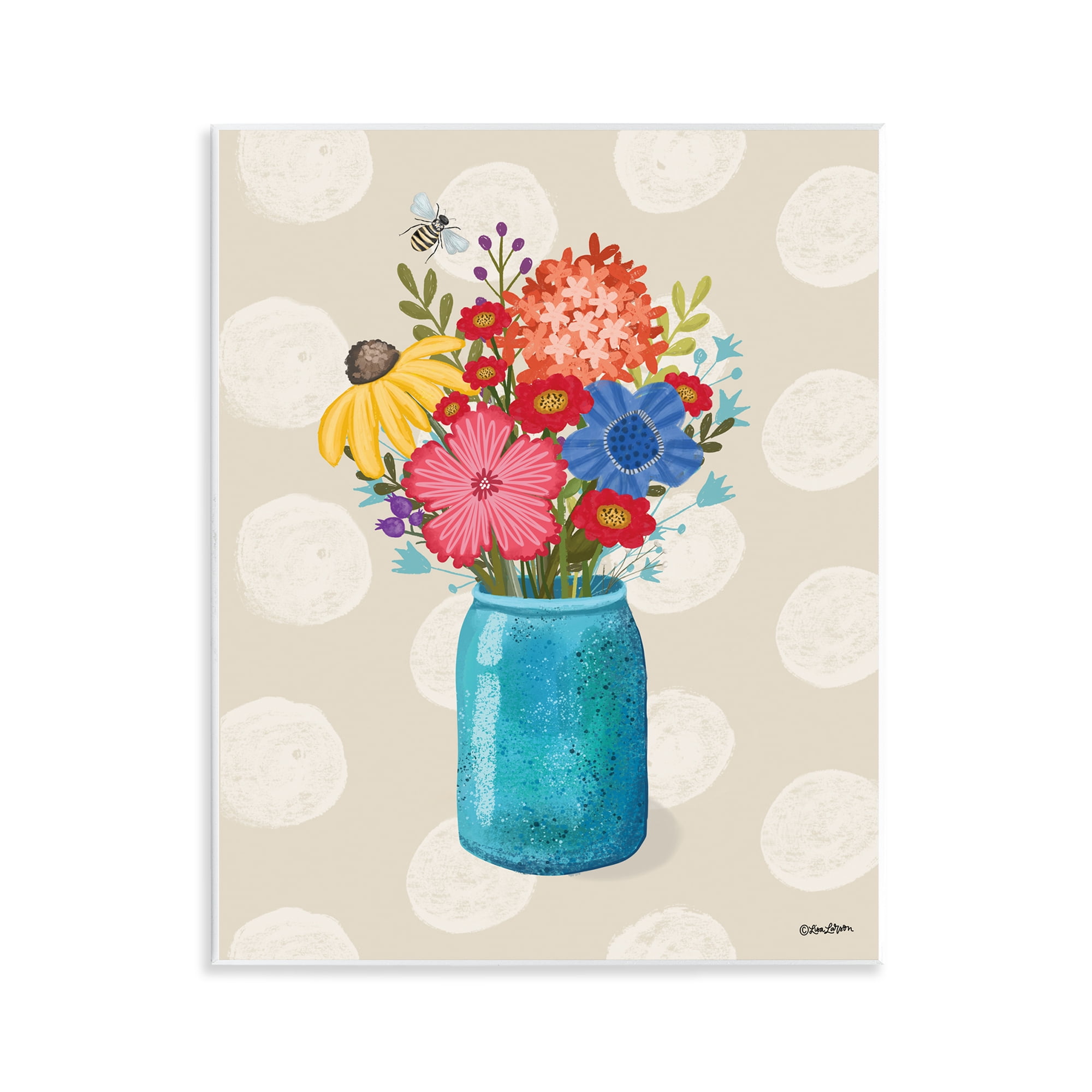 Stupell Industries Polka Dot Flower Vase Plants & Flowers Painting Unframed Art Print Wall Art, 11 x 14
