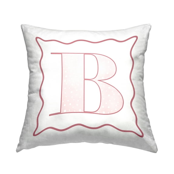 Stupell Industries Polka Dot Pink Letter B Square Decorative Printed Throw Pillow, 18 x 18