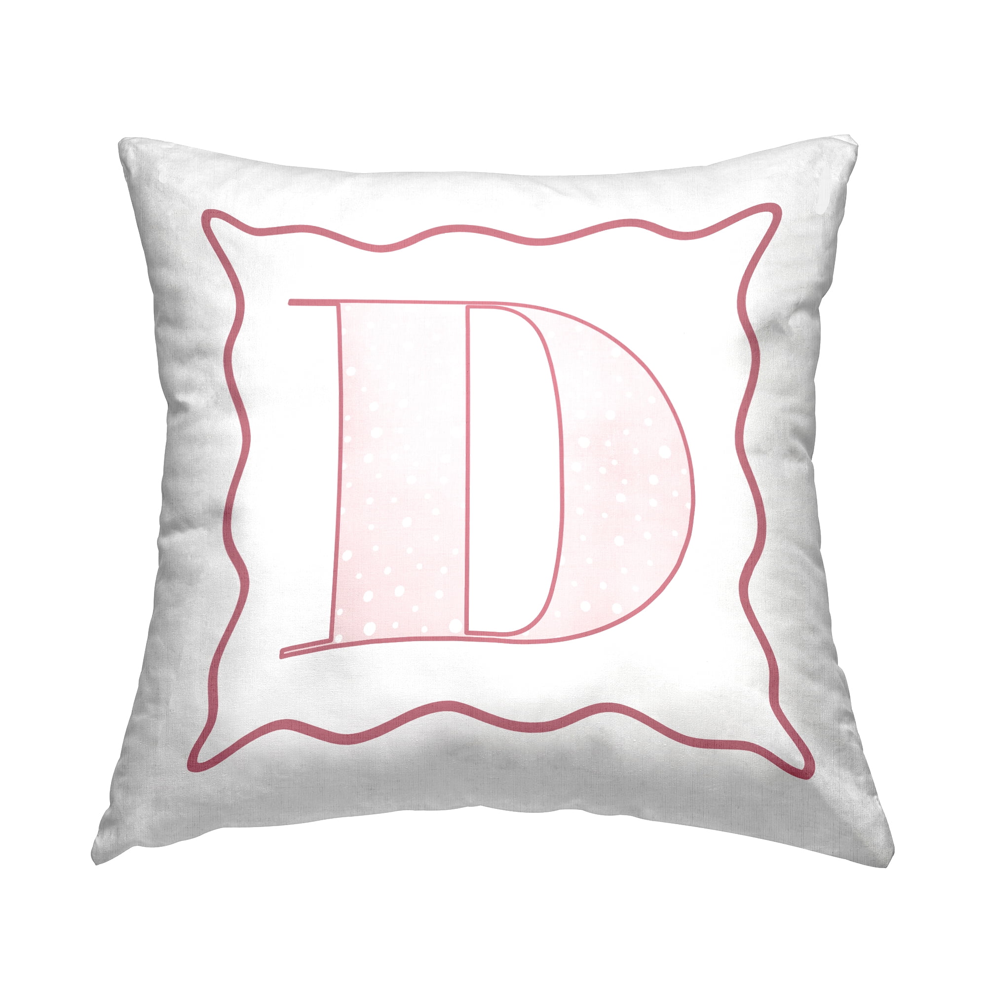 Stupell Industries Polka Dot Pink Letter D Square Decorative Printed Throw Pillow, 18 x 18